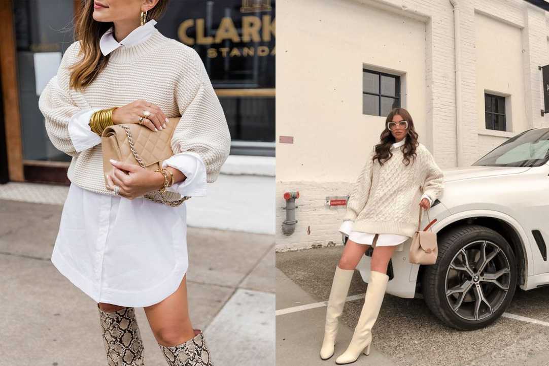 2f83f032-phoi-sweater-voi-so-mi-5 sweater với sơ mi dài và bốt cổ cao
