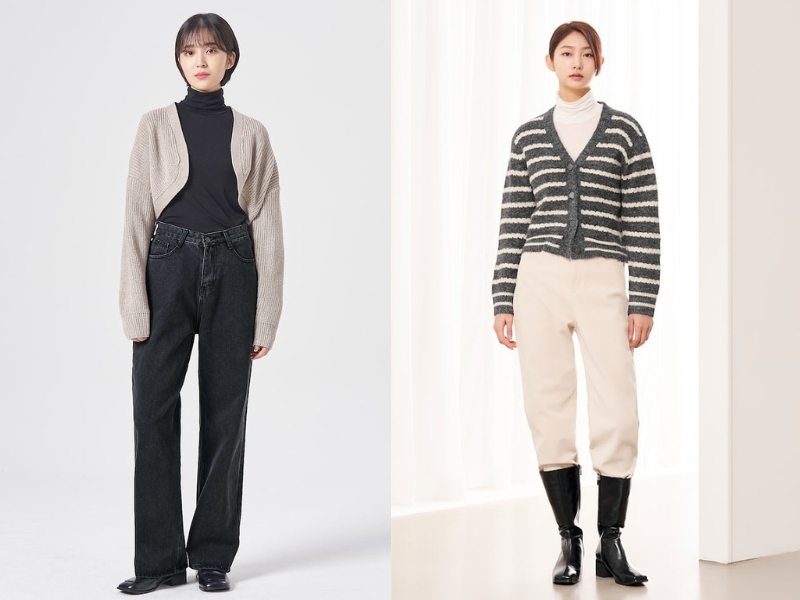 311f55b9-phoi-do-voi-ao-cardigan-6 Áo len cổ lọ ấm áp cho những ngày lạnh giá (Nguồn: Kooding)