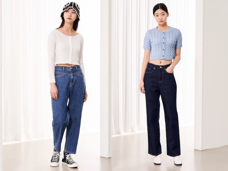 5e5f2f76-phoi-do-voi-ao-cardigan-13 Quần jean cạp cao giúp hack chiều cao tốt (Nguồn: Kooding)