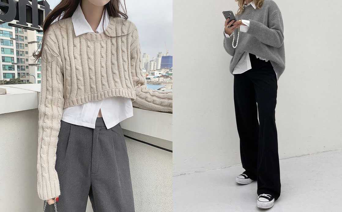 c3c2ccc3-phoi-sweater-voi-so-mi-6 phối sweater và quần ống rộng