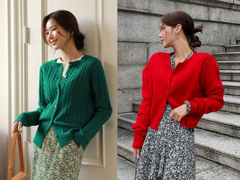 d2a1eb73-phoi-do-voi-ao-cardigan-17 Váy hoa nhí đem đến cho bạn một trang phục đầy nữ tính (Nguồn: Kooding)